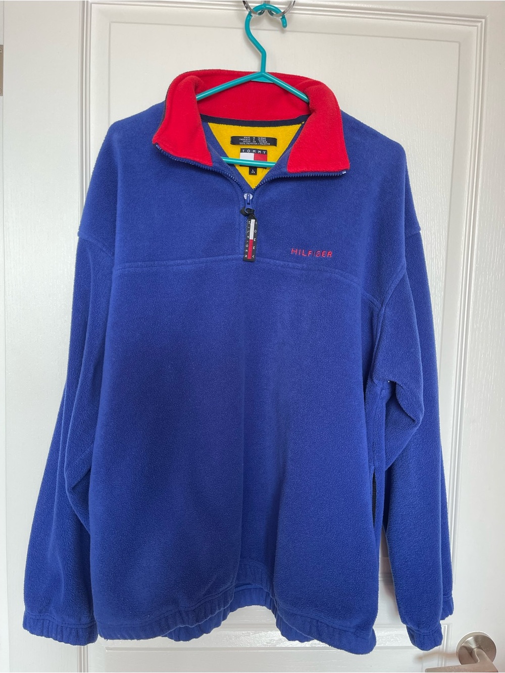 Tommy Hilfiger Vintage 90’s Quarter zip Pullover Fleece Sweater Size Large